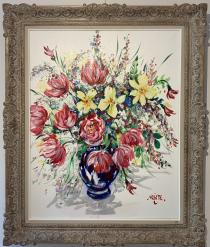 Tulipes au vase bleu ( Georges Hosotte )
