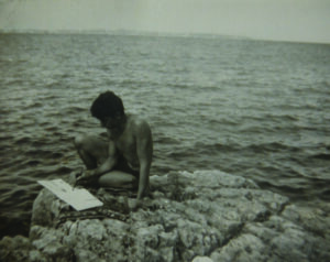 le peintre Georges Hosotte en 1958 ( ile ste Marguerite)